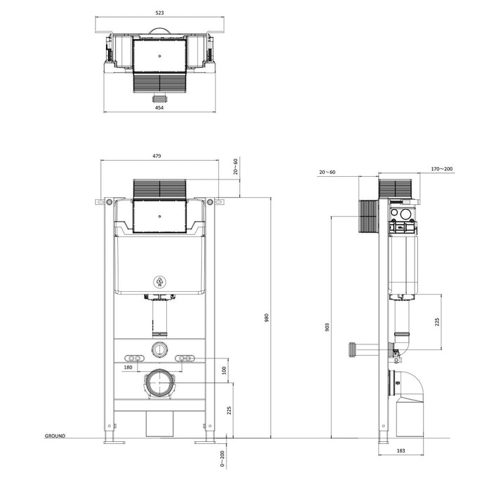 Crosswater Venue 980mm Concealed Cistern Toilet Frame Set 2