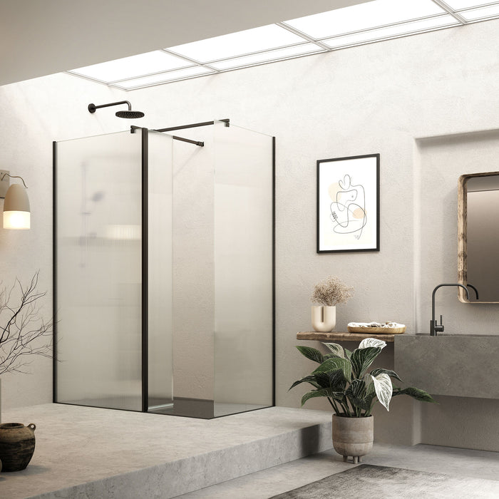 Roman Haven Select Fluted Glass Pivot Deflector Panel - 300mm Wide - 8mm Glass