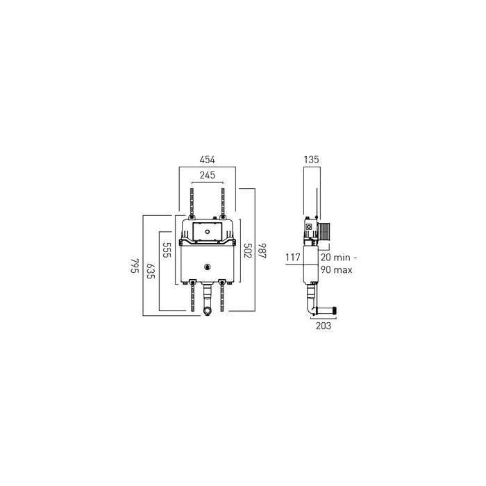 Vado Standard Concealed Cistern for Back to Wall Pan