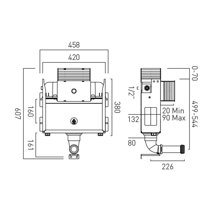 Vado Short Concealed Cistern for Back to Wall Pan
