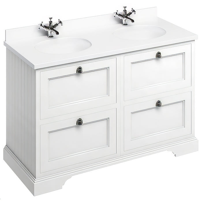 Burlington 1300mm 4 Drawer Floorstanding Vanity Unit with Worktop and Double Basin