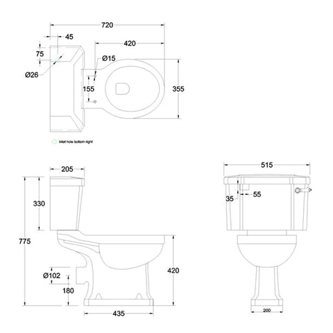 Burlington Standard Close Coupled Traditional Toilet