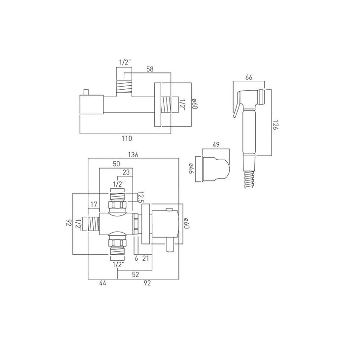 Vado Shattaf Wastes And Fittings Luxury Shower Kit - Chrome
