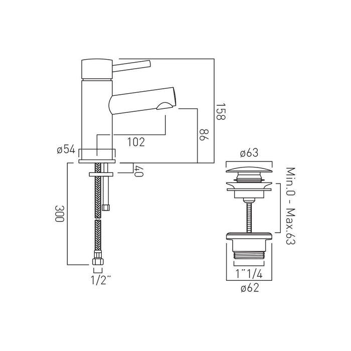 Vado Zoo Mono Basin Mixer Tap With Universal Waste - Chrome