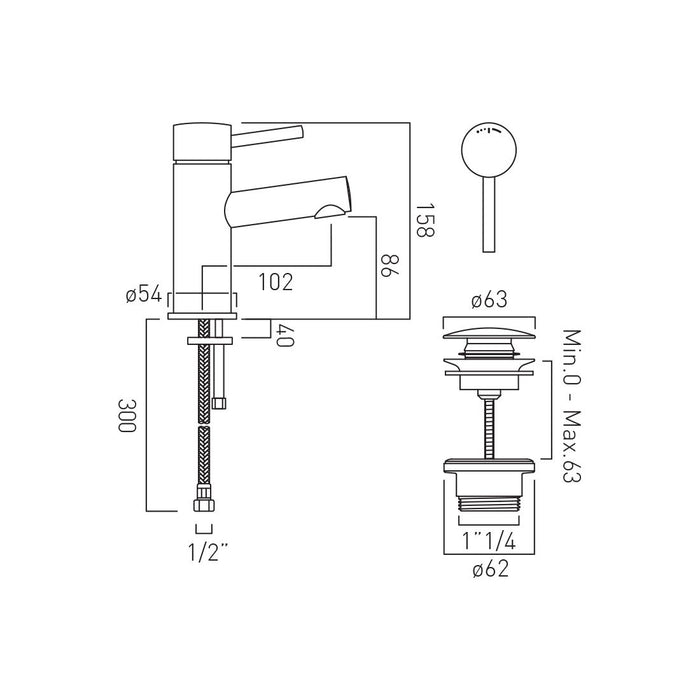 Vado Zoo Deck Mounted Mono Basin Mixer Tap With Waste - Chrome