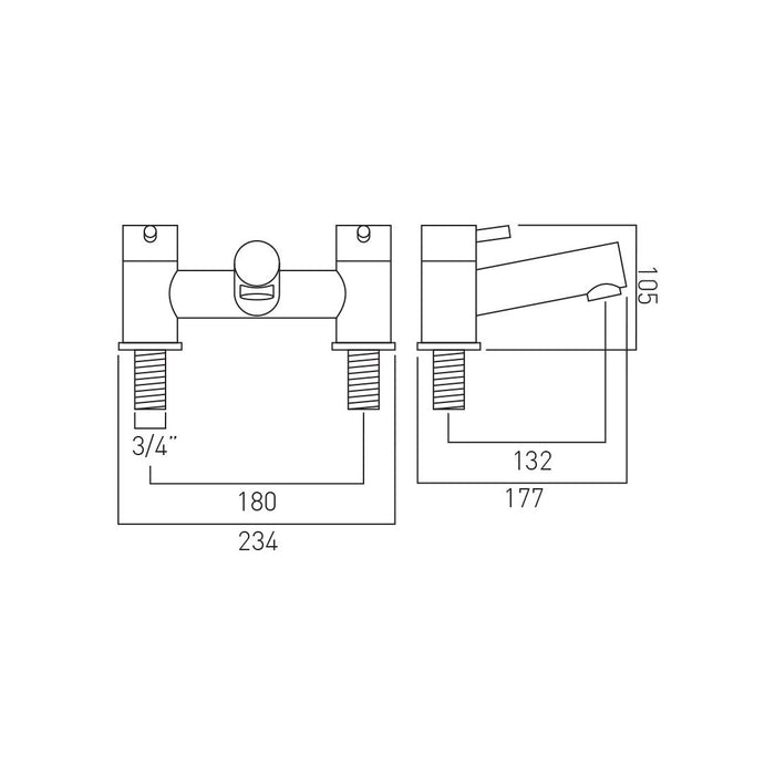 Vado Zoo Deck Mounted Bath Filler Tap Excluding Waste - Chrome